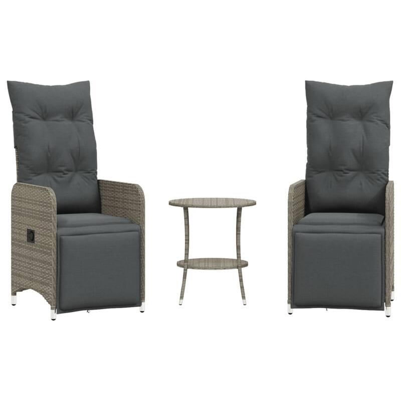 vidaXL Reclining Patio Chair with Cushions Outdoor Seat Furniture Poly Rattan
