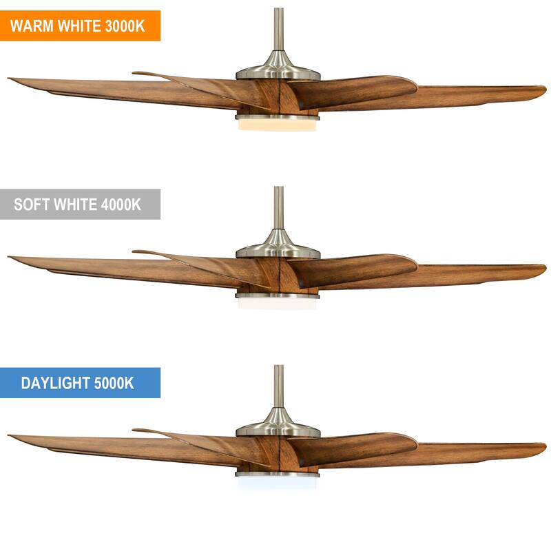 60 inch Ceiling Fan with Light and Remote, Reversible Motor, 8-Blade with 6-Speed Option, Timer