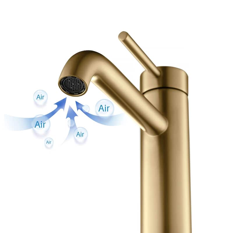 Luxury Solid Brass Single Hole Bathroom Vessel Sink Faucet