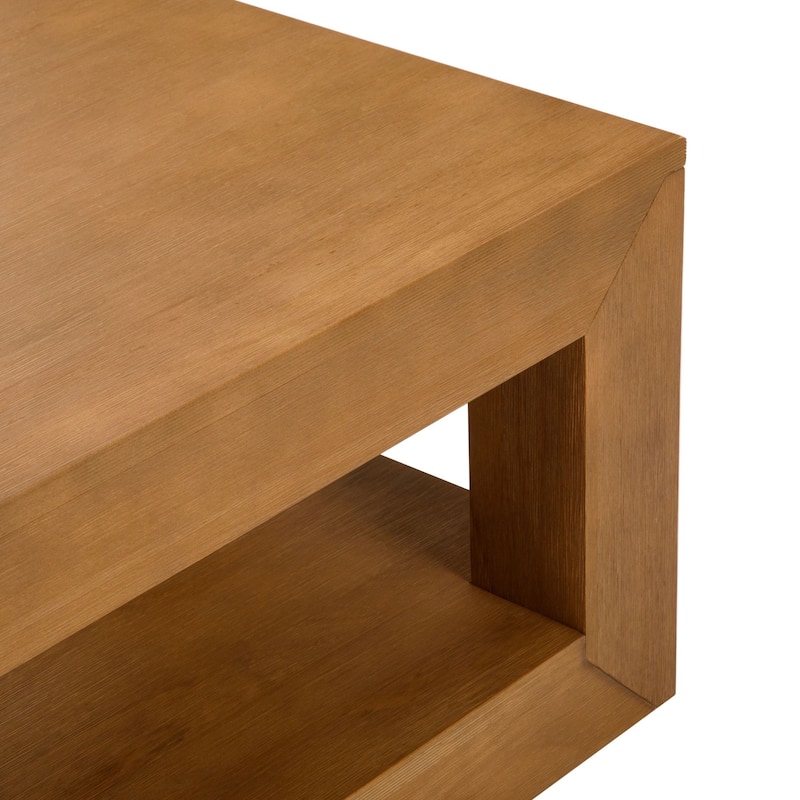 Plank and Beam Modern Rectangular Coffee Table with Shelf