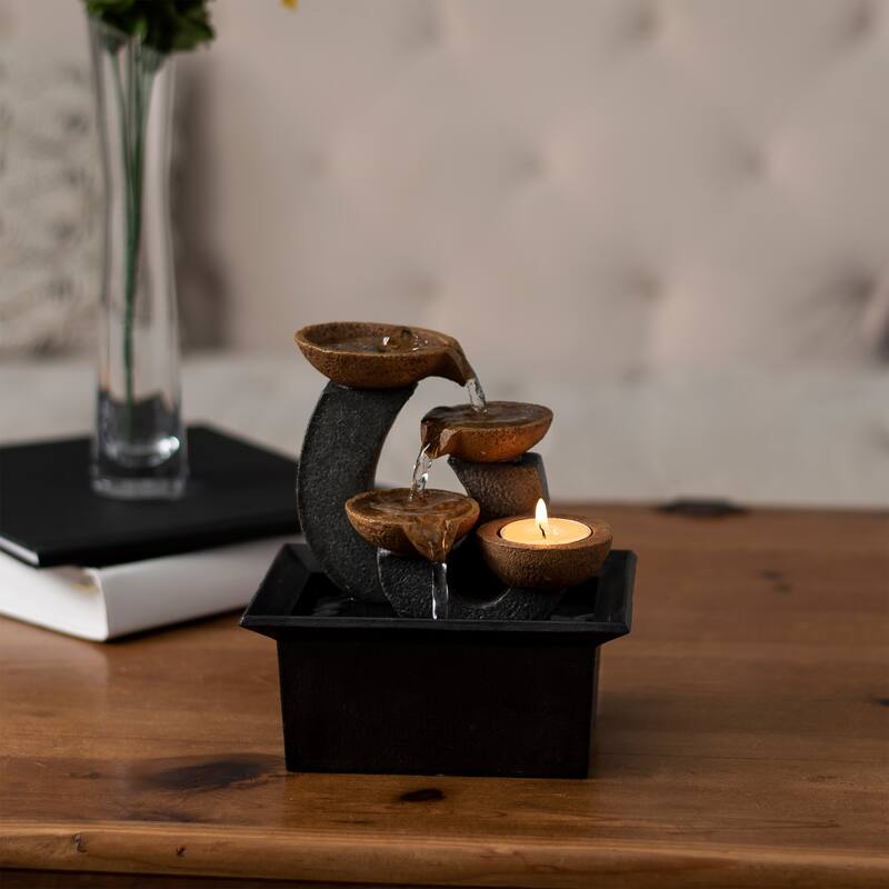 Tabletop Water Fountain- 3 Tier Indoor Waterfall by Pure Garden