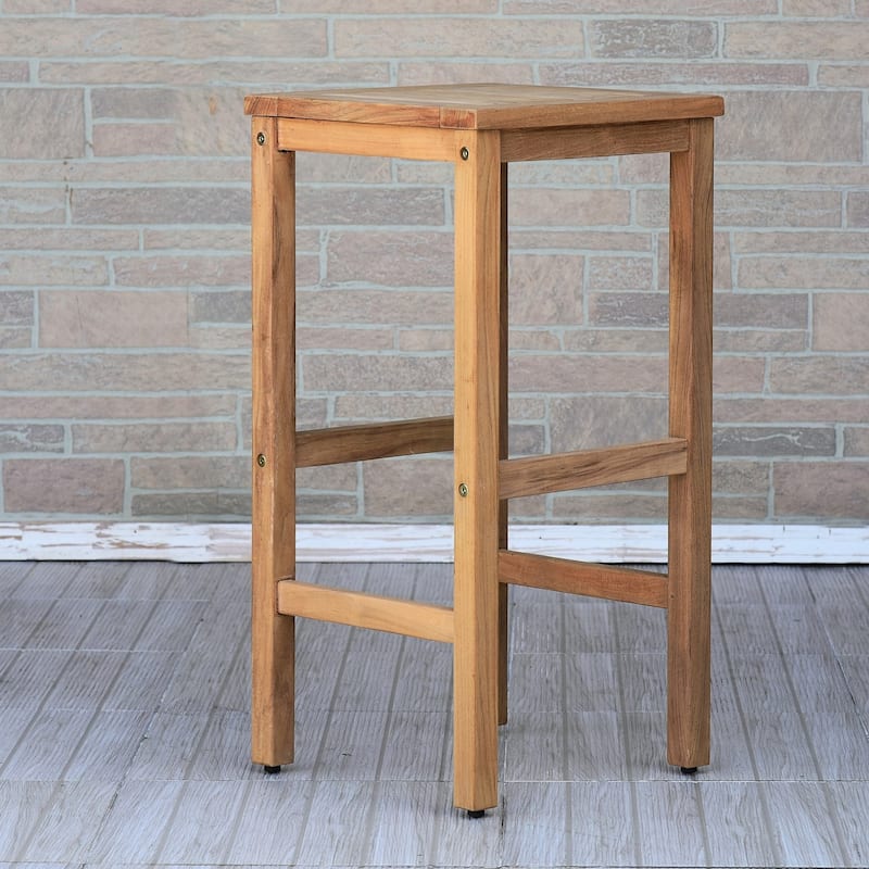 Amazonia 1pc Outdoor Patio FSC Solid Teak Backless Barstool - Brown