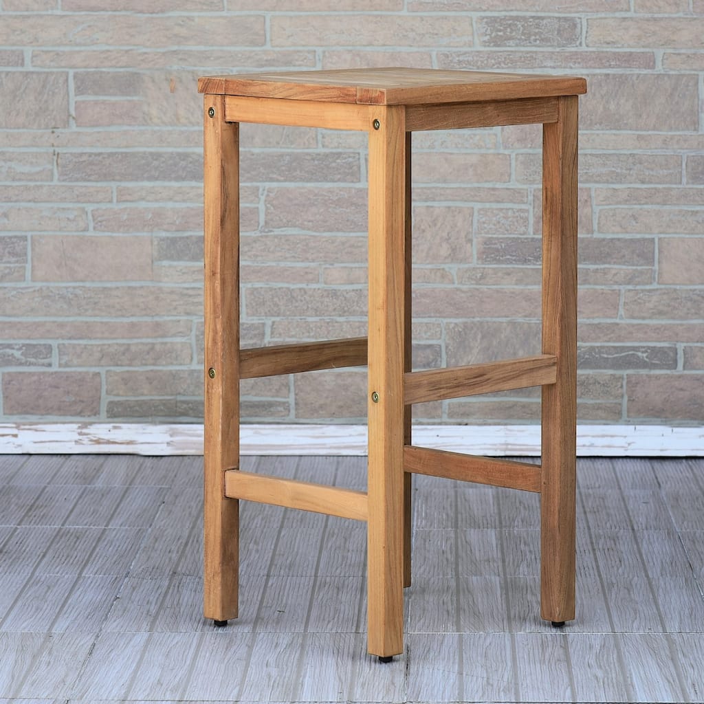 Amazonia 1pc Outdoor Patio FSC Solid Teak Backless Barstool