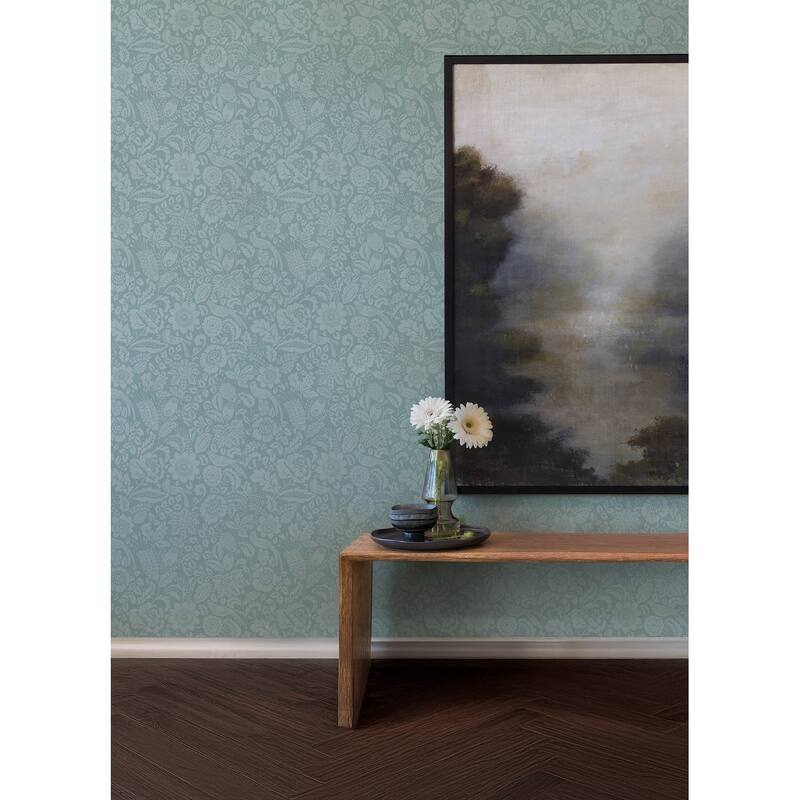 A-Street Prints Marta Teal Floral Trail Wallpaper