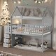 preview thumbnail 2 of 21, Twin over Twin House Bunk Bed With Shelves And Drawers
