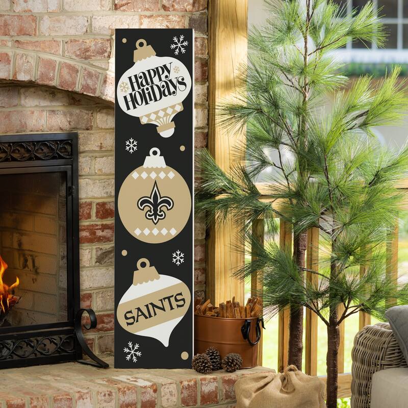 47" Double Sided Seasonal Porch Leaner, New Orleans Saints - 47" x 11.25" - Christmas