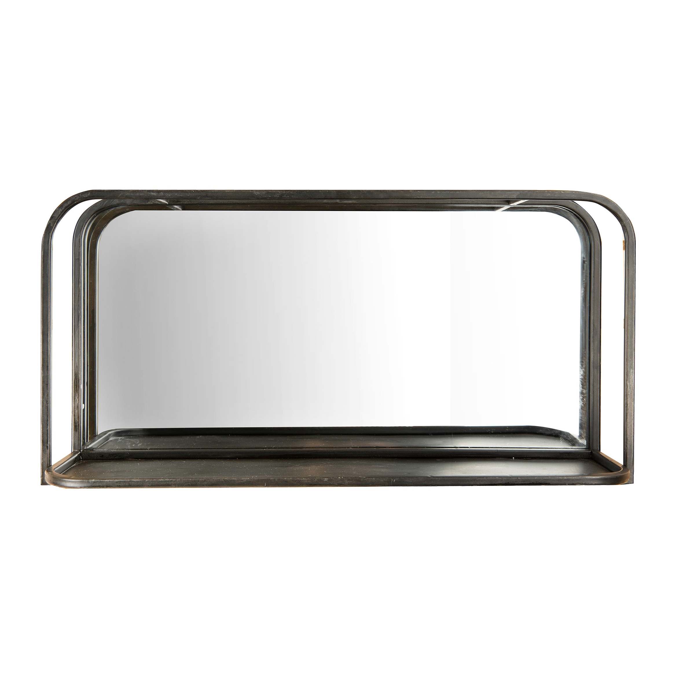 Shop Rectangle Accent Mirror With Metal Frame Shelf Black