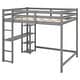 preview thumbnail 11 of 10, Gray Full Size Pine Wood Loft Bed with Built-in Desk and Shelves
