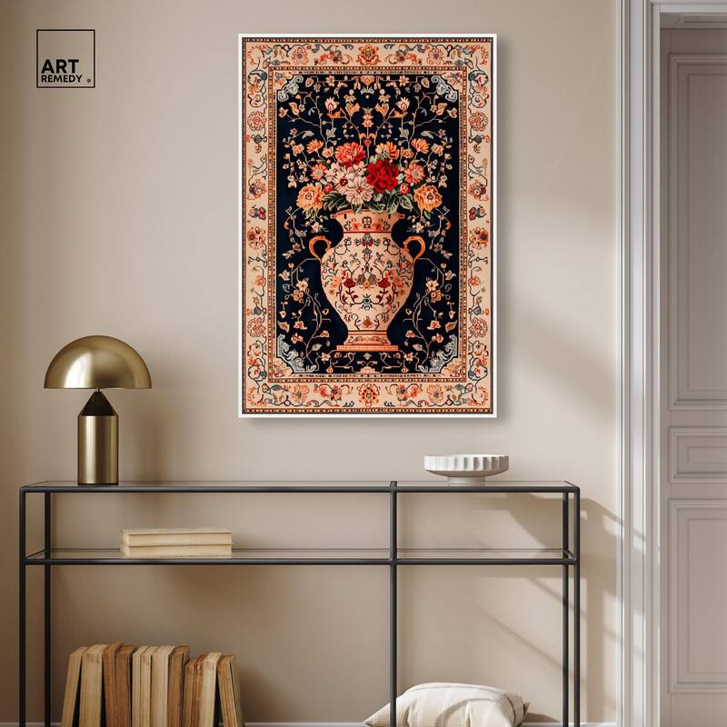Persian Vase and Flowers Canvas by Art Remedy