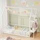 preview thumbnail 1 of 8, Gymax Twin House Floor Bed w/ Storage Shelf & Detachable Clothes White - Twin