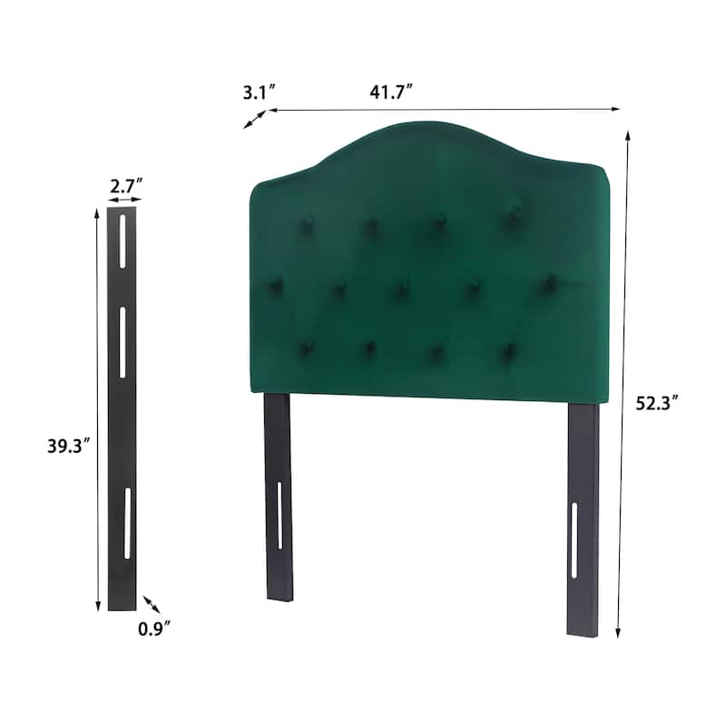 Adeco Camelback Tufted Upholstered Headboard for Twin Bed