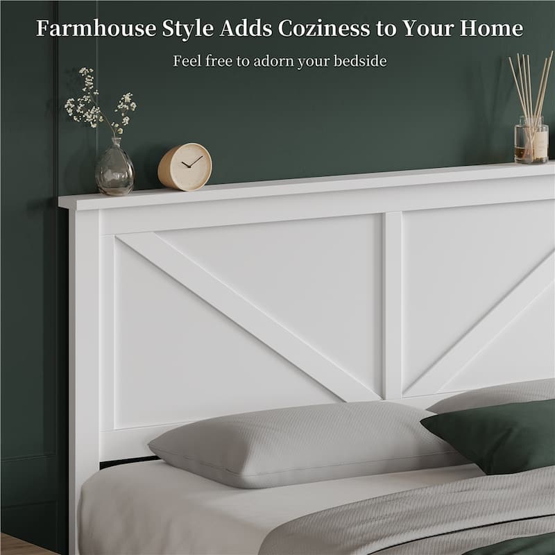 Yaheetech Farmhouse Wood Bed Platform No Box Spring Needed