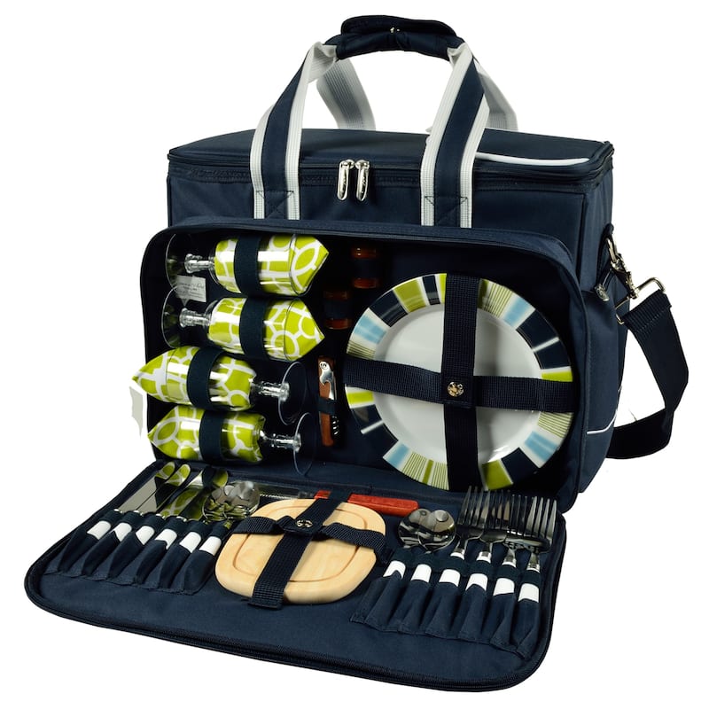 NCAA West Virginia Mountaineers Insulated Picnic Cooler with Service for Four