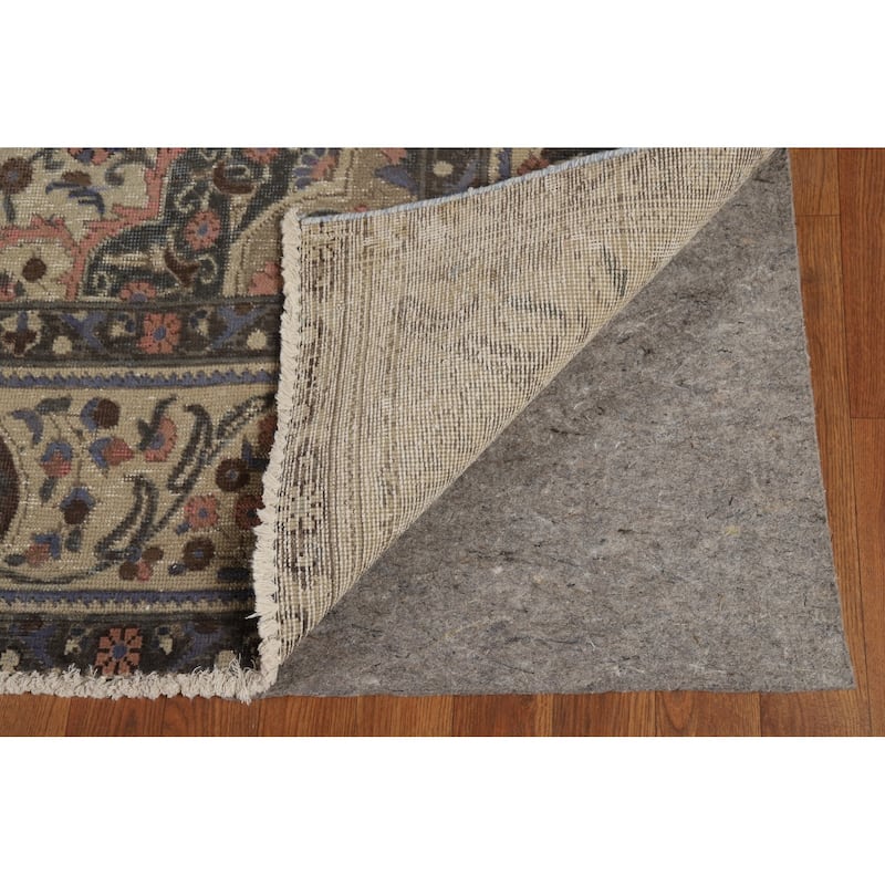 Tabriz Persian Vintage Rug Hand-Knotted Traditional Beige Wool Carpet - 7'8" x 11'2"
