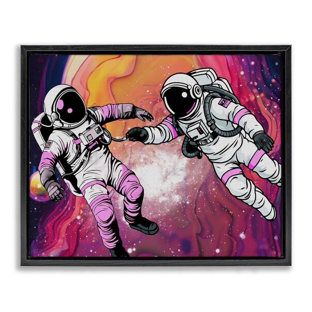 Stupell Swirling Cosmic Space Astronauts Framed Floater Canvas Wall Art Design By Jesse Keith