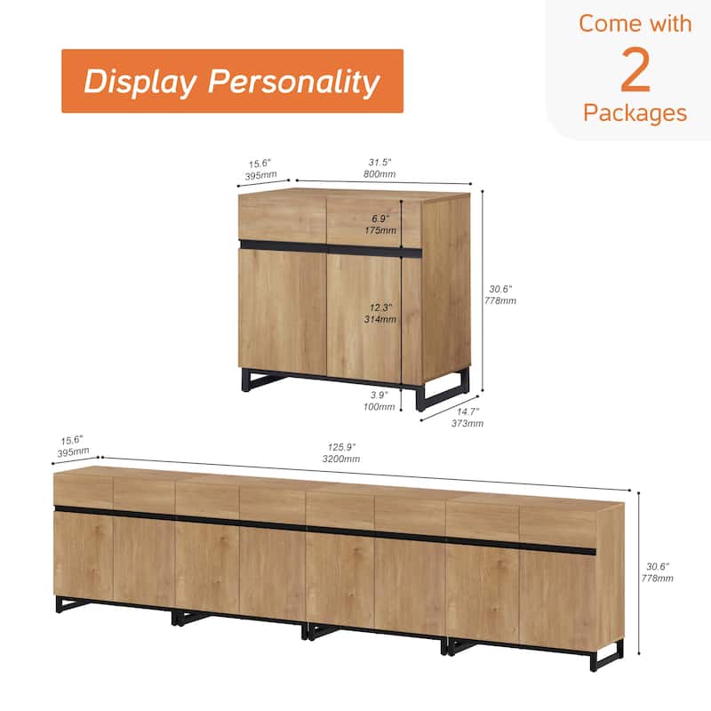 Modern TV Stand for TVs up to 120 inch, 4 in 1 TV Console with Adjustable Shelves, Media Console Table