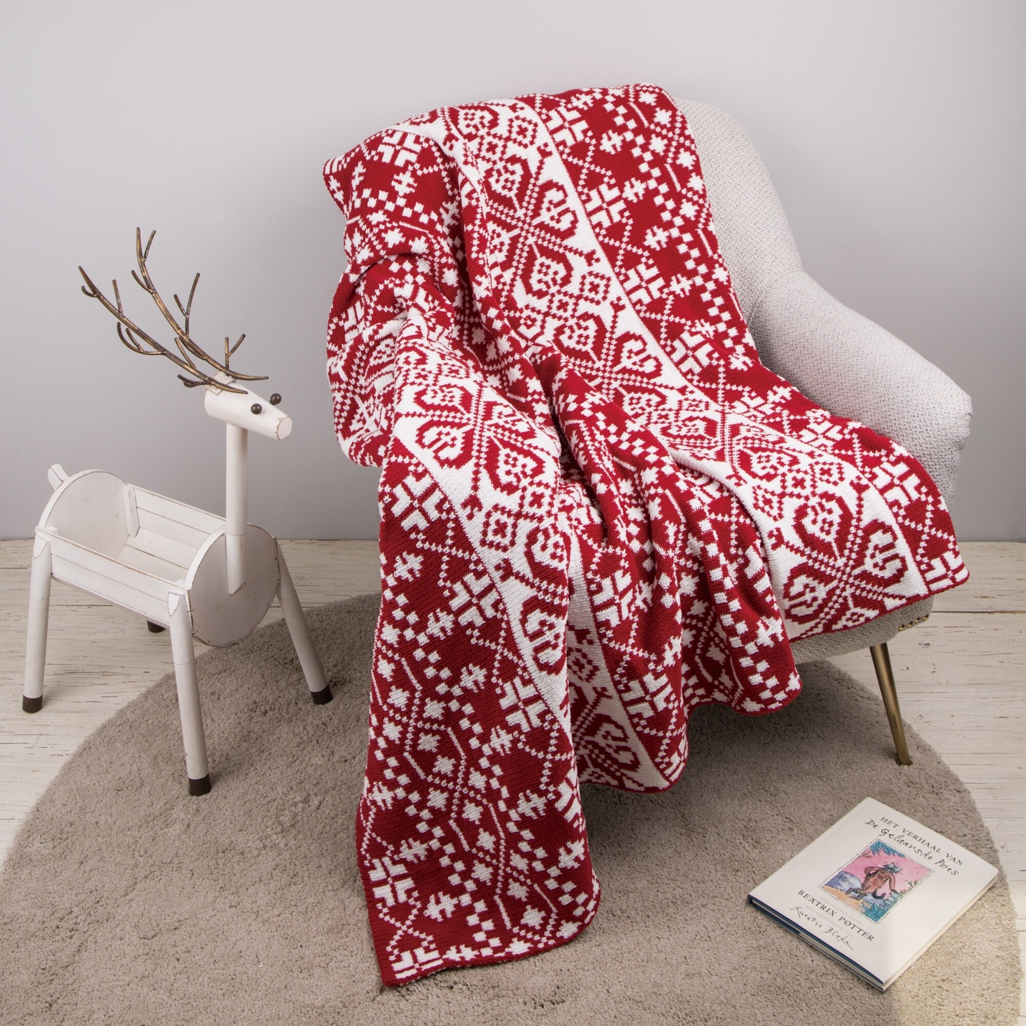 Glitzhome 60L50W Christmas Knitted Throw Blanket Overstock 28872664