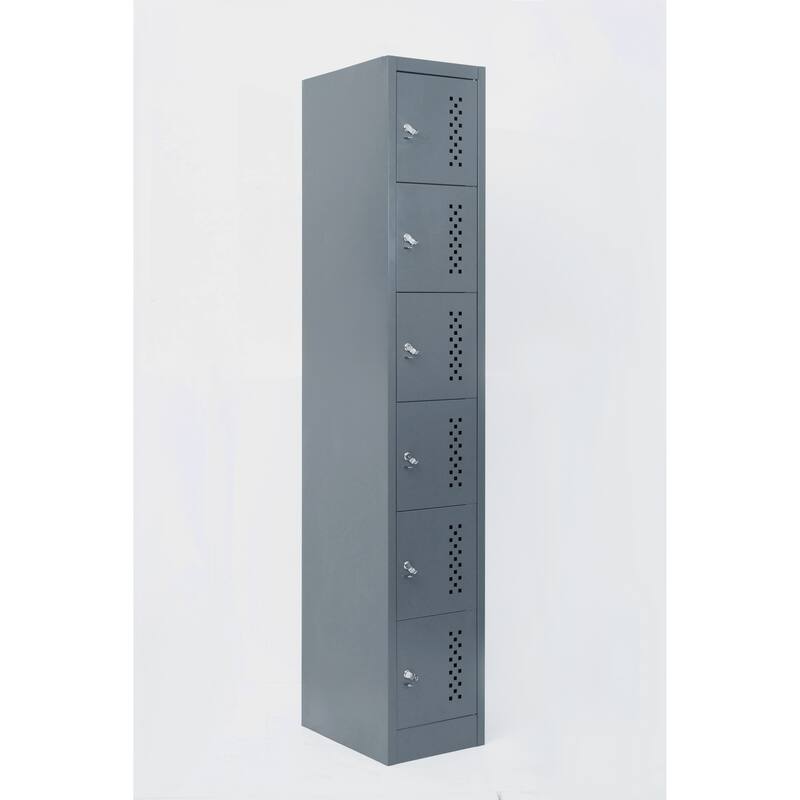 Roomfitters Metal Garage Storage Locker with 6 Separate Compartments, Ventilated Steel Cabinet, Gray Finish - Grey