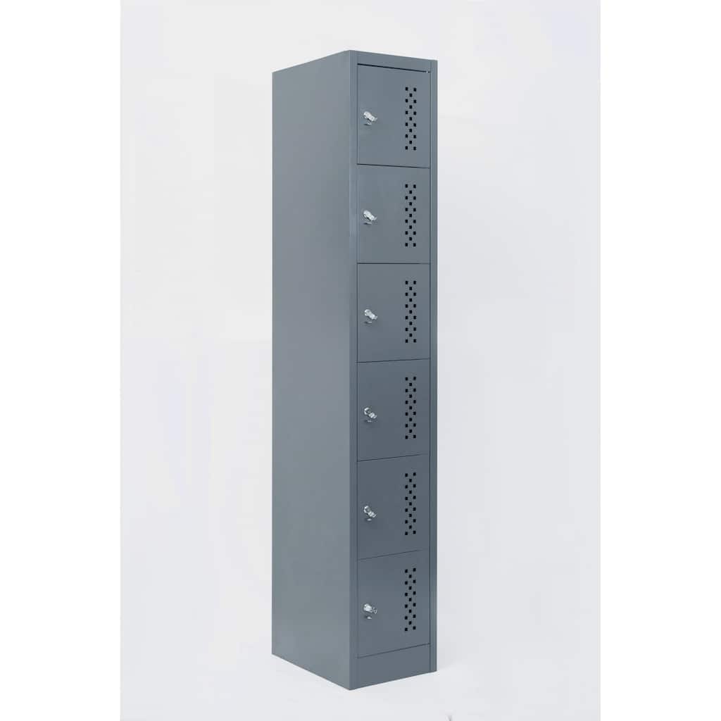 Roomfitters Metal Garage Storage Locker with 6 Separate Compartments, Ventilated Steel Cabinet, Gray Finish