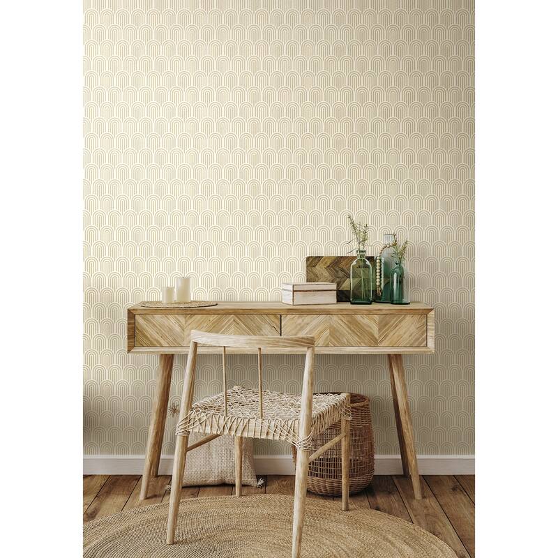 Hoopla Walls Retro Arch Cream Peel and Stick Wallpaper - N/A