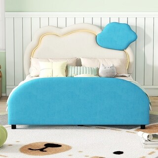 Full Size Velvet Upholstered Platform Bed with Headboard & Embedded Light Stripe