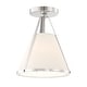 preview thumbnail 1 of 5, Fulton 1 Light Polished Nickel Semi Flush Mount