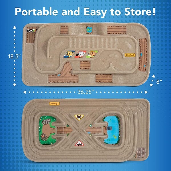 Portable Carry and Go Kids Race Track Toy Car Train Table Tan