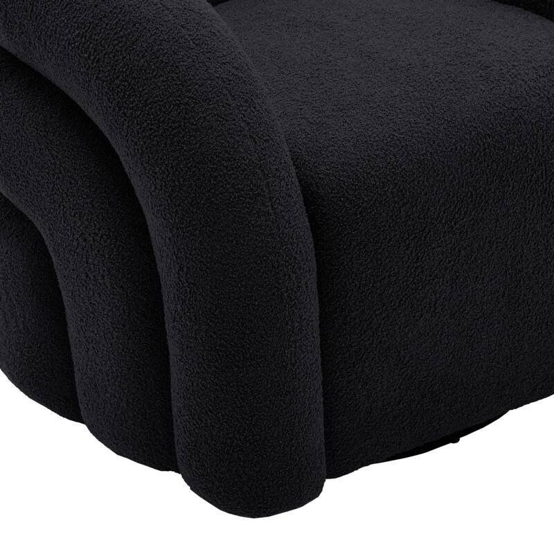 Set of 2 Boucle Upholstered Swivel Accent Barrel Chairs