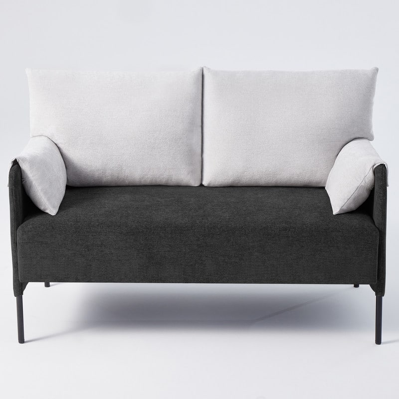 Two-Tone Loveseat Sofa with Wrapped Armrests