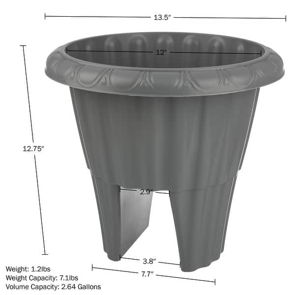 Round Railing Planters Pure Garden 13.5-n Round Railing Planter - 2.64-Gal Outdoor Flower Pot ...