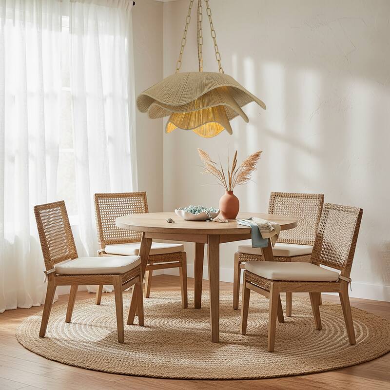 Alana 1-Light Rattan Tiered Pendant, Coastal Boho - Handwoven - 23" Wide