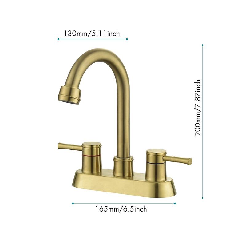 2 Handle Centerset Lead-Free Bathroom Faucet, Swivel Spout with Copper Pop Up Drain and 2 Water Supply Lines