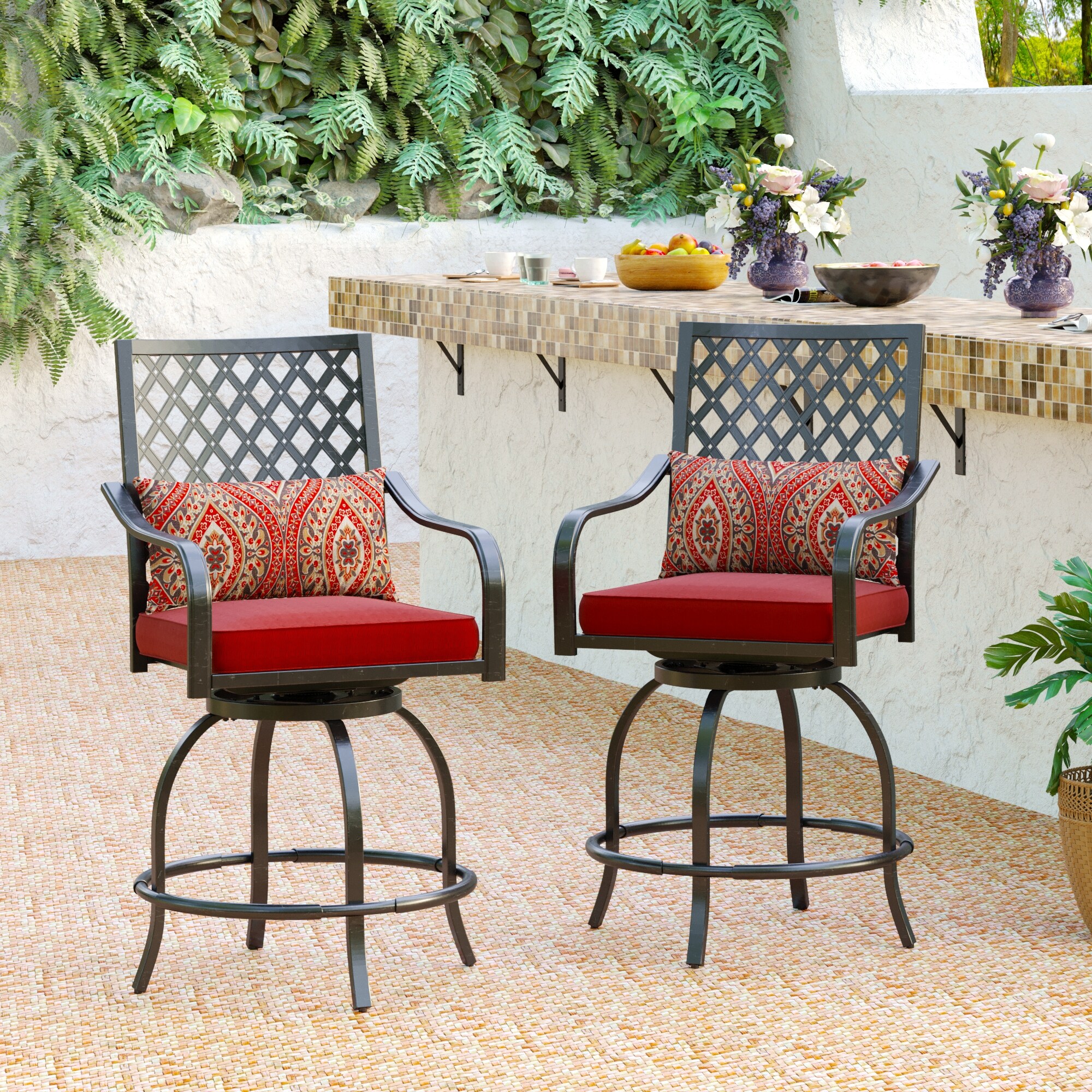 Outdoor metal swivel online bar stools