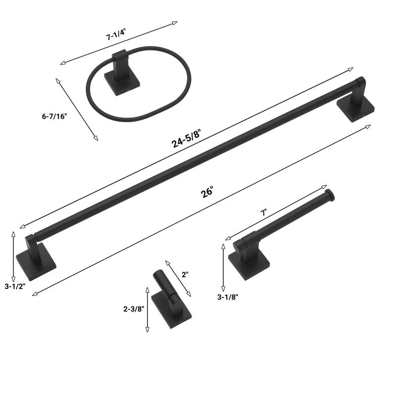 GlideRite 4-Piece Bathroom Hardware Set - 9024-KIT-SQ