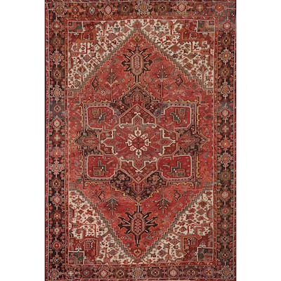 Hand Knotted Oriental 100% Wool Carpet Traditional Medallion Red Heriz Area Rug - 11' 5'' X 8' 7''