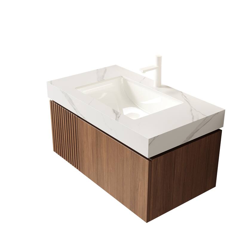 Floating Storage Bathroom Vanity with 1 Pre-drilled Faucet Hole
