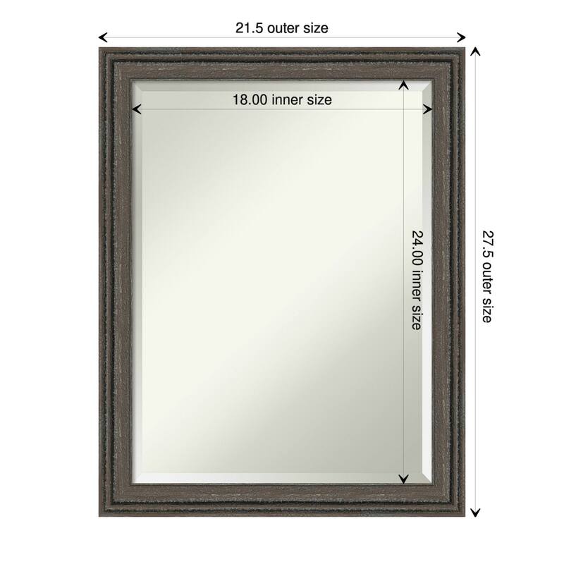 Upcycled Beveled Wood Framed Wall Mirror - Upcycled Brown Grey - Glass Size 18x24