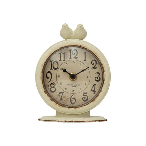Pewter Mantel Clock with Birds