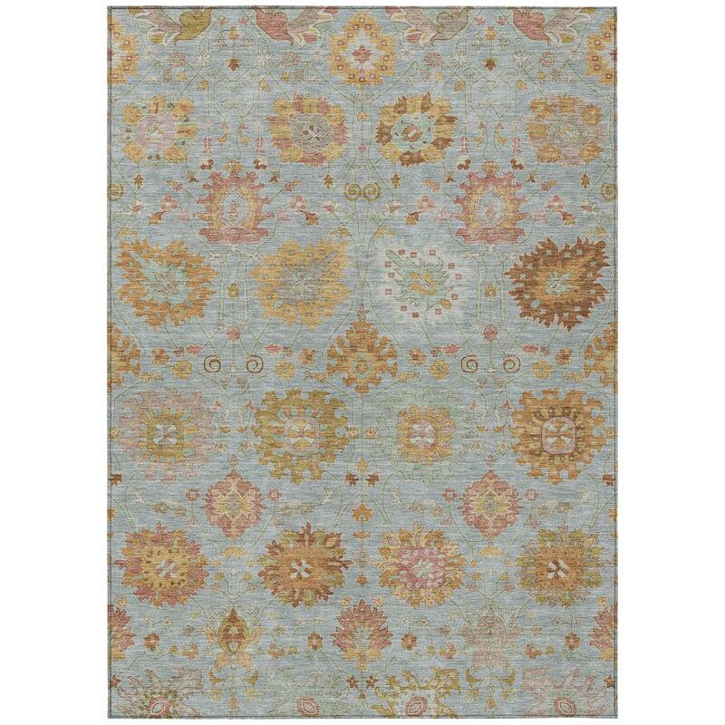 Machine Washable Indoor/ Outdoor Vintage Traditional Chantille Rug
