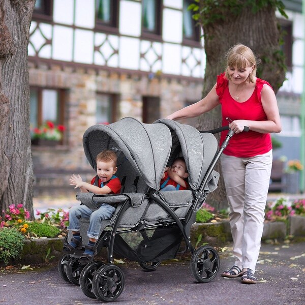 Foldable double baby stroller lightweight front & back seats pushchair outlet