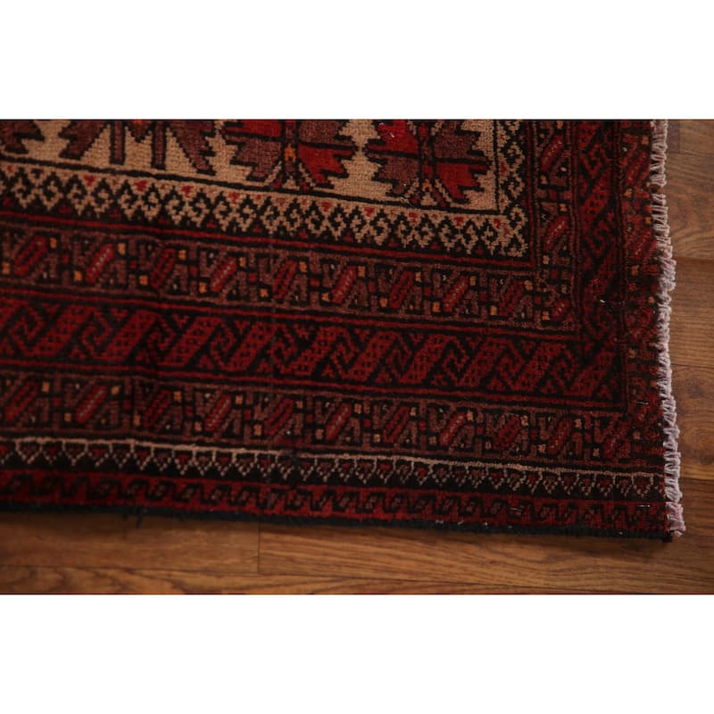 Balouch Persian Vintage Area Rug Hand-knotted Wool Carpet - 2'9"x 4'7"