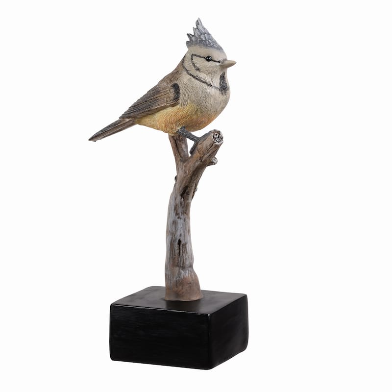 Crested Tit Bird On Branch Decoration - 9.25"