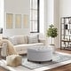 preview thumbnail 48 of 64, Tufted Large Round Storage Ottoman Footrest Beige/ Grey/ Blue