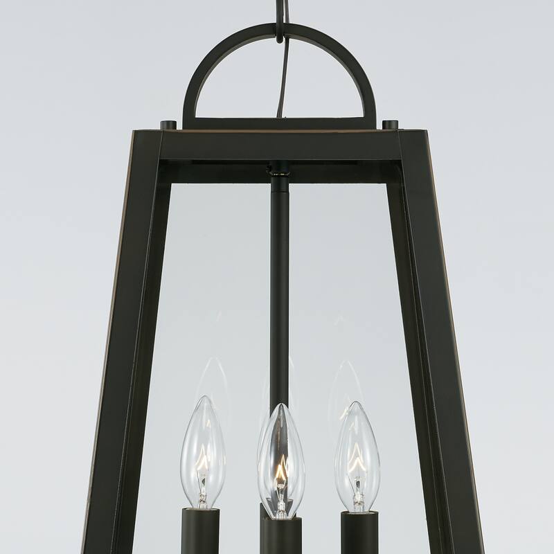 Leighton 12" 4-light Outdoor Hanging Lantern Pendant w/ Clear Glass
