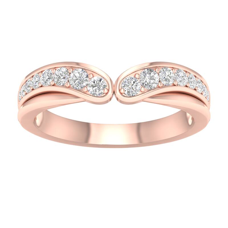 1/3ct TDW Diamond Contour Wedding Band in 10k Gold by De Couer - 9 - Rose
