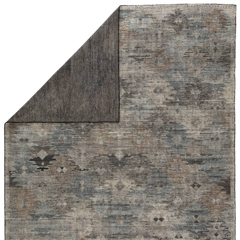 Porch & Den Barko Blue/ Tan Tribal Pattern Hand-Knotted Area Rug