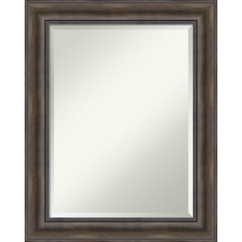 Beveled Wood Wall Mirror - Rustic Pine Frame