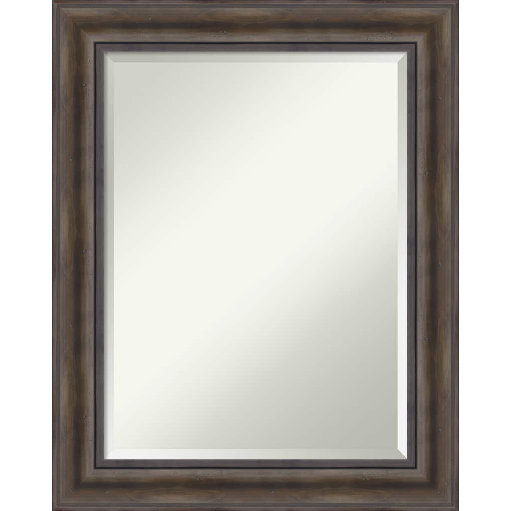 Beveled Wood Wall Mirror - Rustic Pine Frame