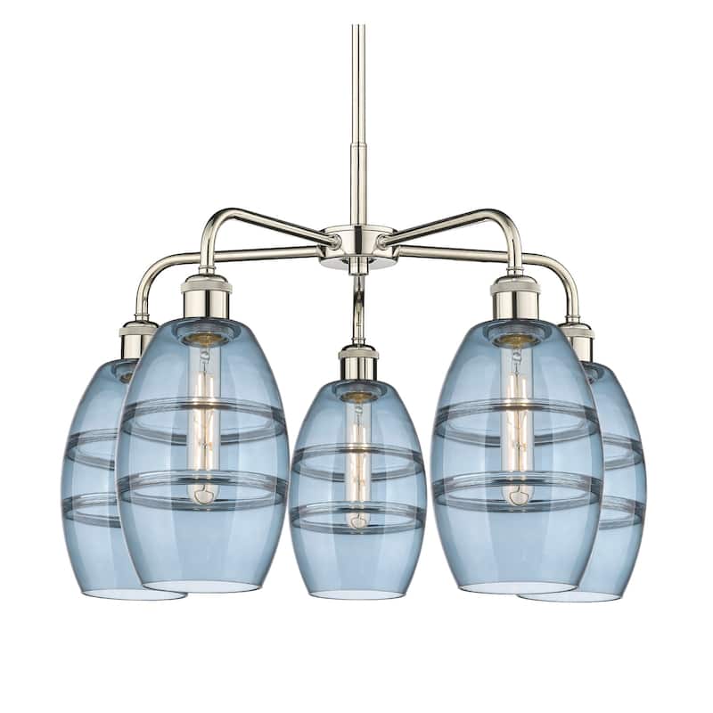 Innovations Lighting 516-5CR-14-24 Vaz Chandelier Vaz 5 Light 24" Wide - Polished Nickel / Blue