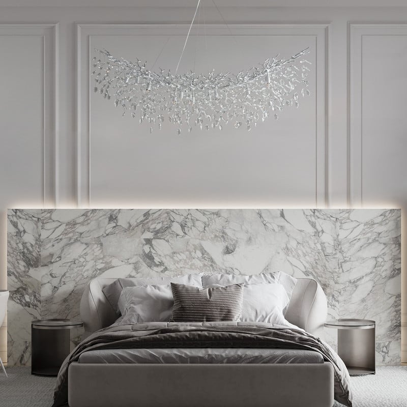 Modern Branch Crystal Linear Chandelier, 1100-1830mm Dining Pendant Light